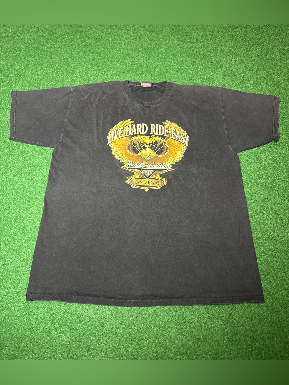 Harley Davidson Cafe Vintage T Shirt Live Hard Ride Easy XL Black Biker Shirt